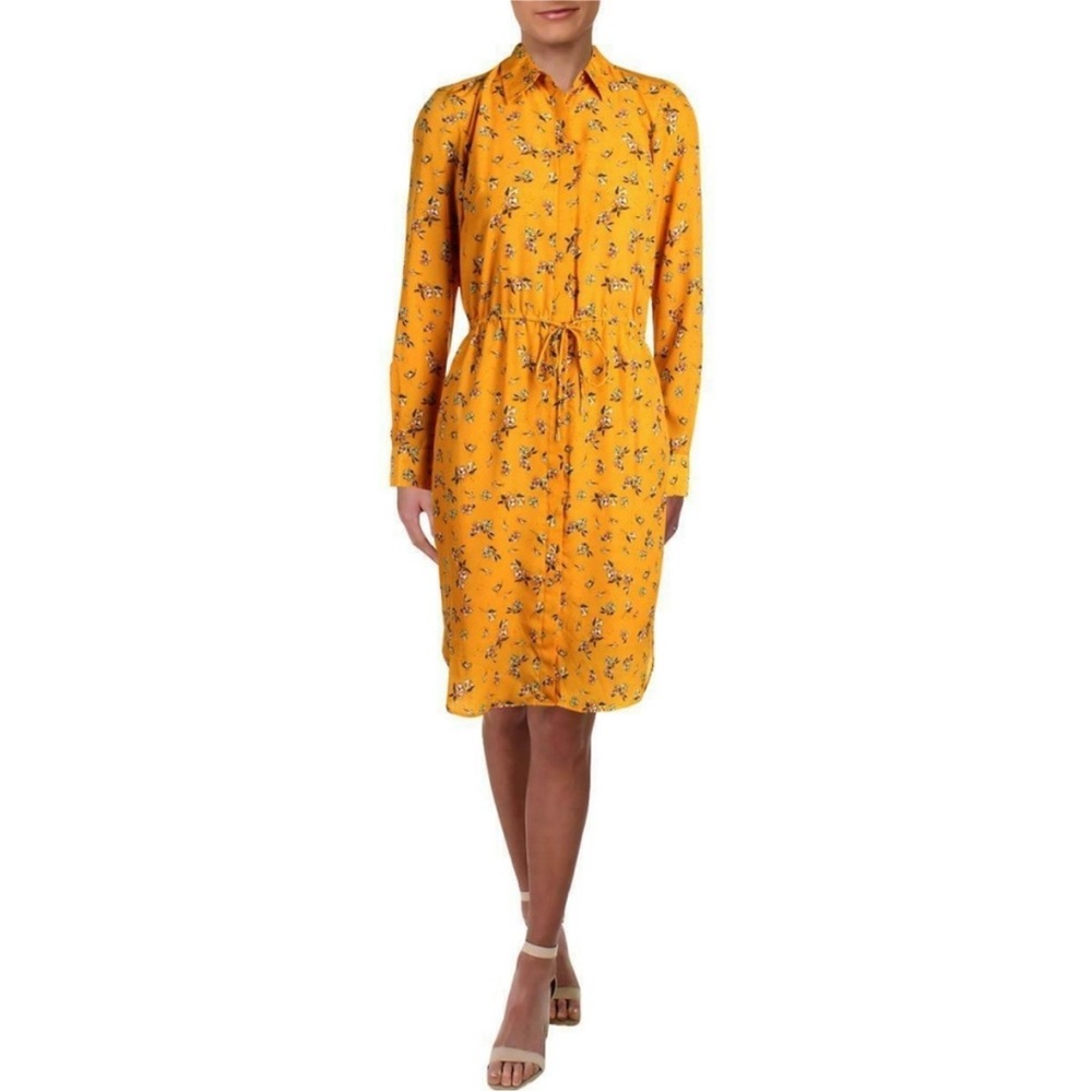 Lauren by Ralph Lauren Shirt Dress, floral print, cinched waist, size 14 NWT